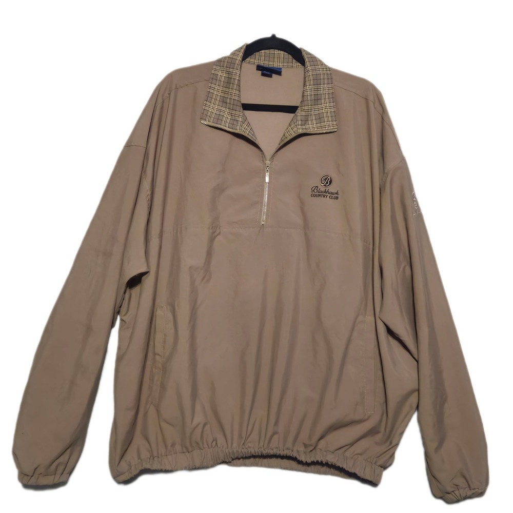 Sunderland of Scotland Windbreaker Pullover Mens XXL Tan Blackhawk Country Club